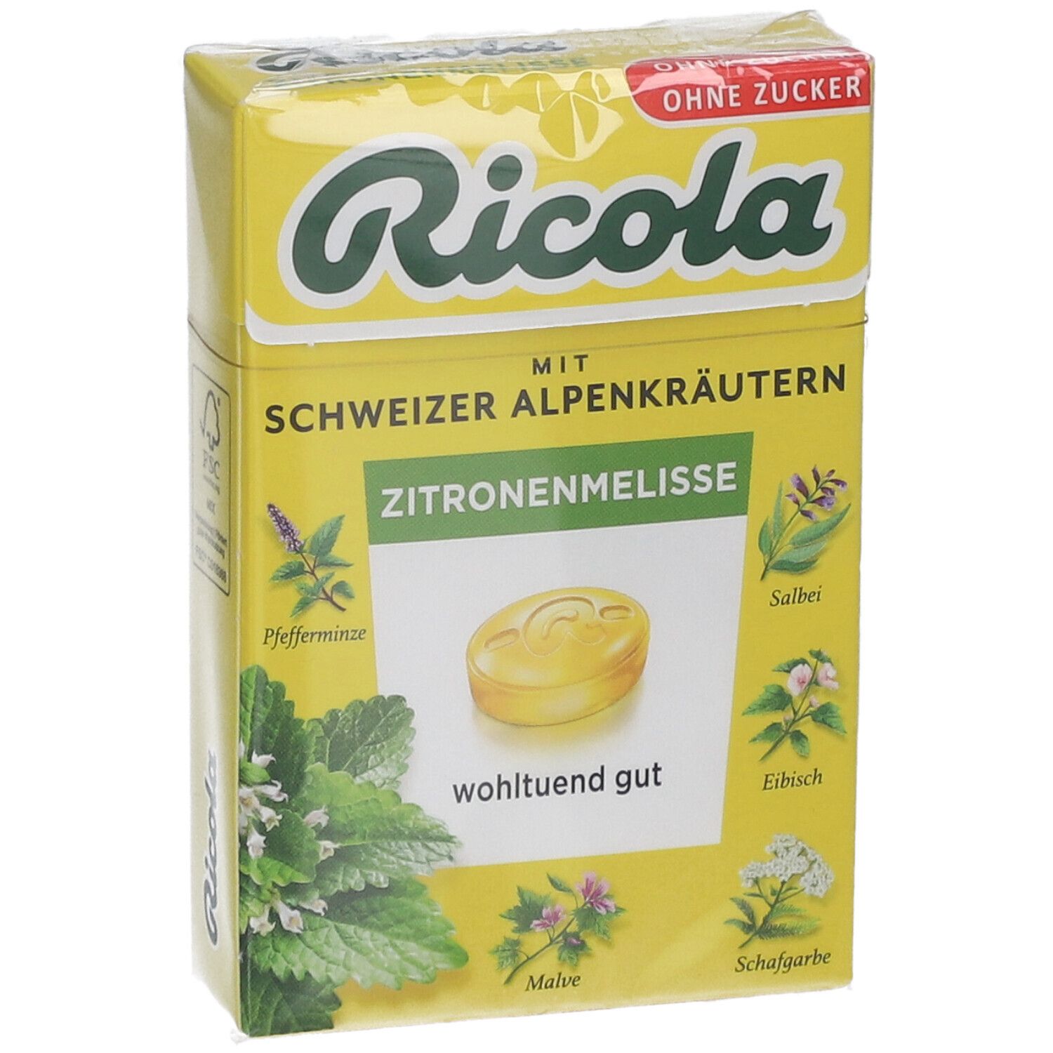Ricola® Schweizer Kräuterbonbons Box Zitronenmelisse ohne Zucker 50 g