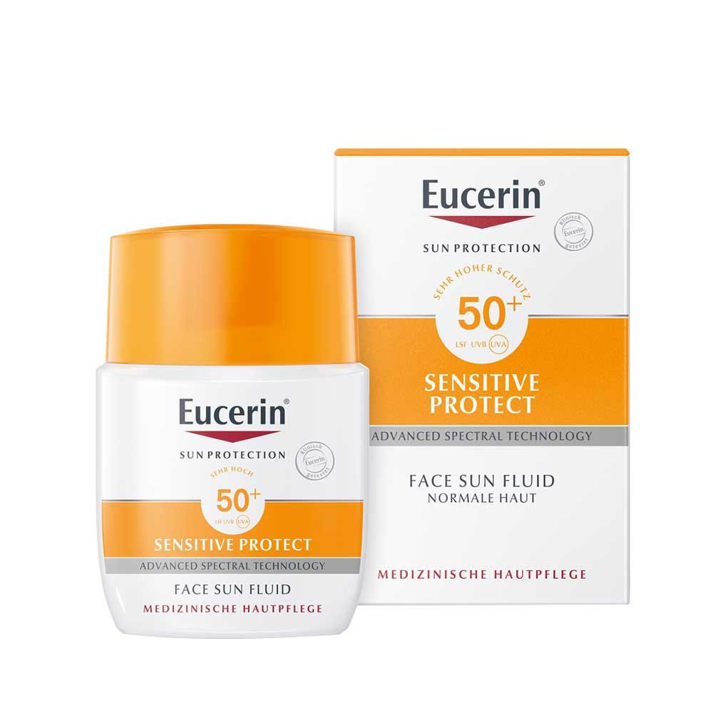 Eucerin® Sun Sensitive Protect Face Fluid LSF 30 – tägliche Sonnencreme für jeden Hauttyp mit hohem Sonnenschutz
