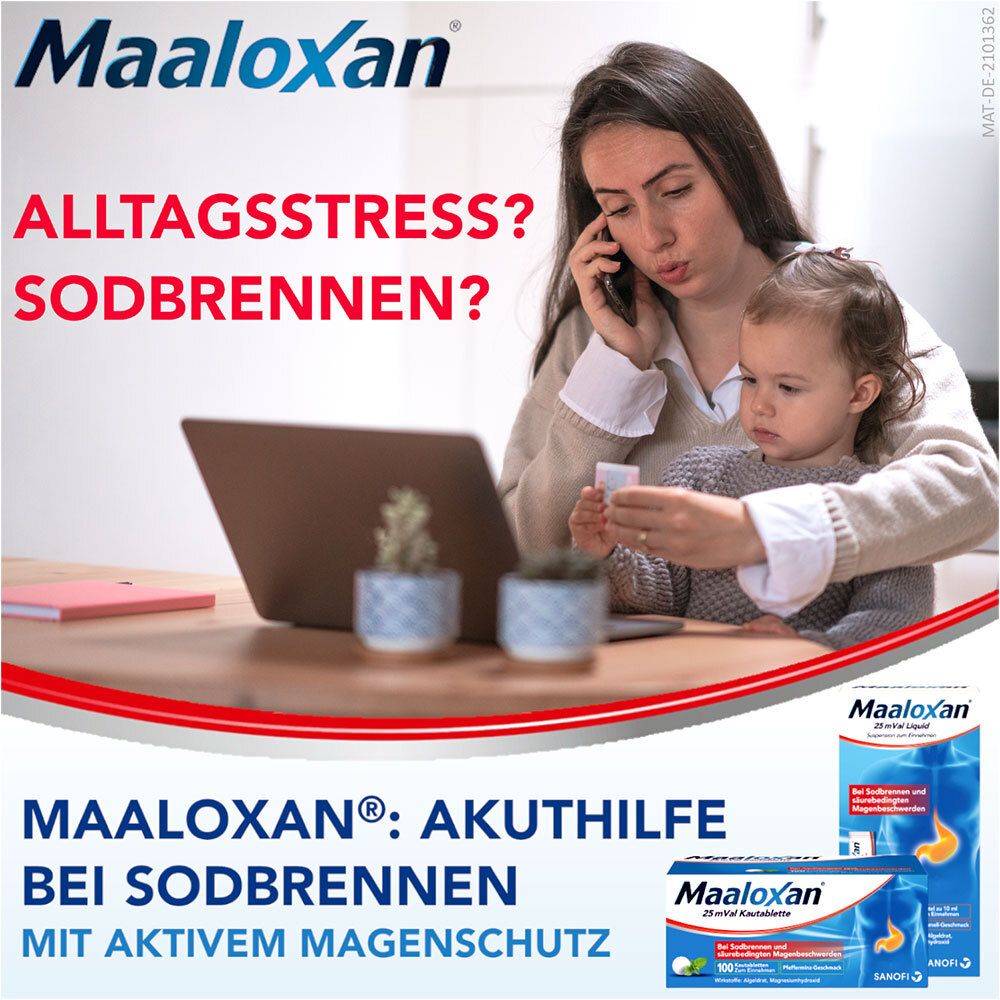 MAALOXAN®  Liquid bei Sodbrennen mit Magenschmerzen