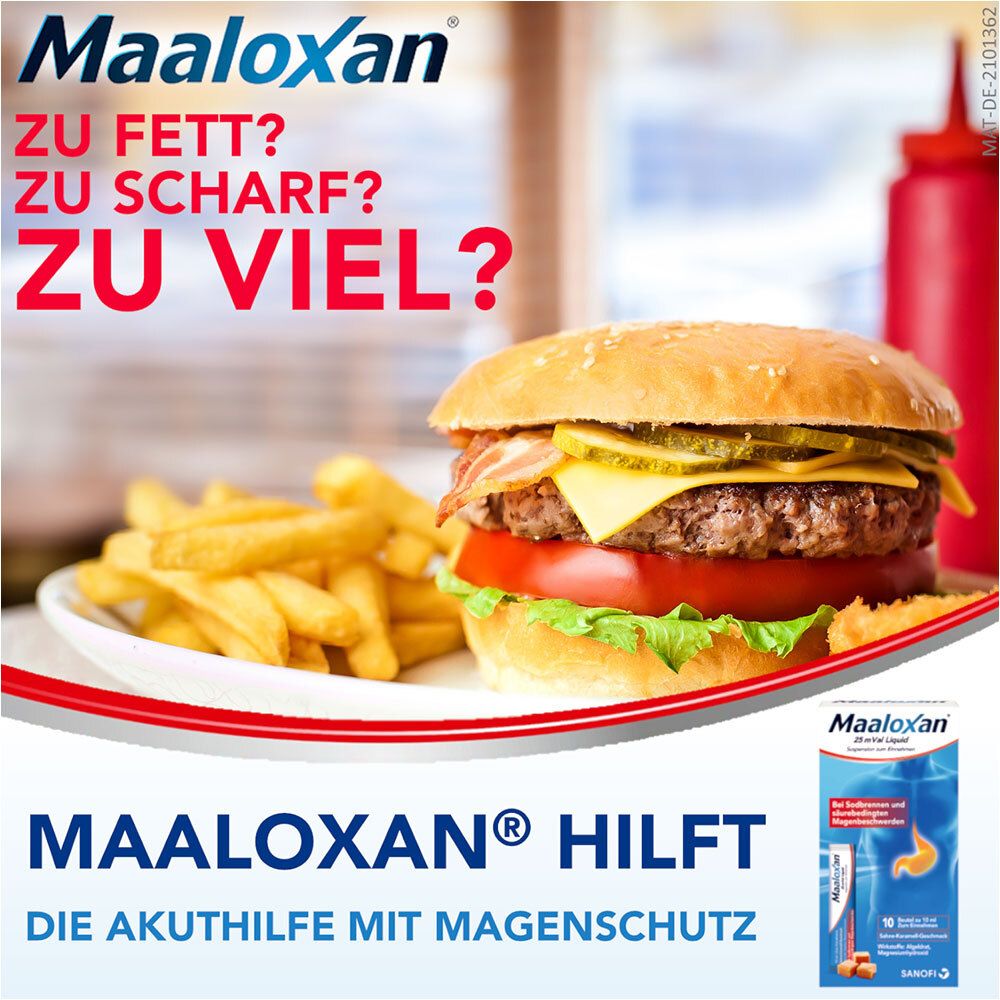 MAALOXAN®  Liquid bei Sodbrennen mit Magenschmerzen