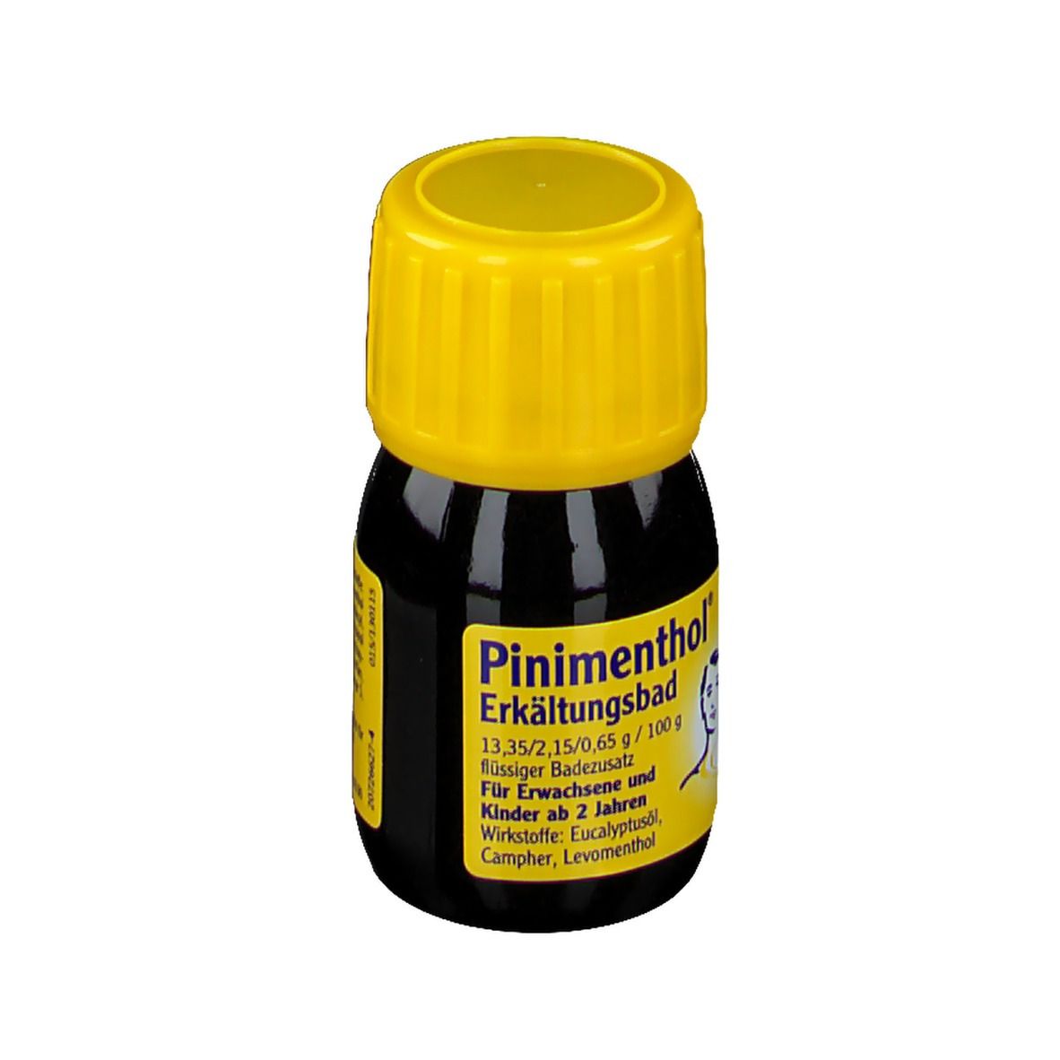 Kleine, braune Flasche mit gelbem Deckel. Aufkleber mit Produktnamen und Inhaltsstoffen. Für Erwachsene und Kinder ab 2 Jahren.