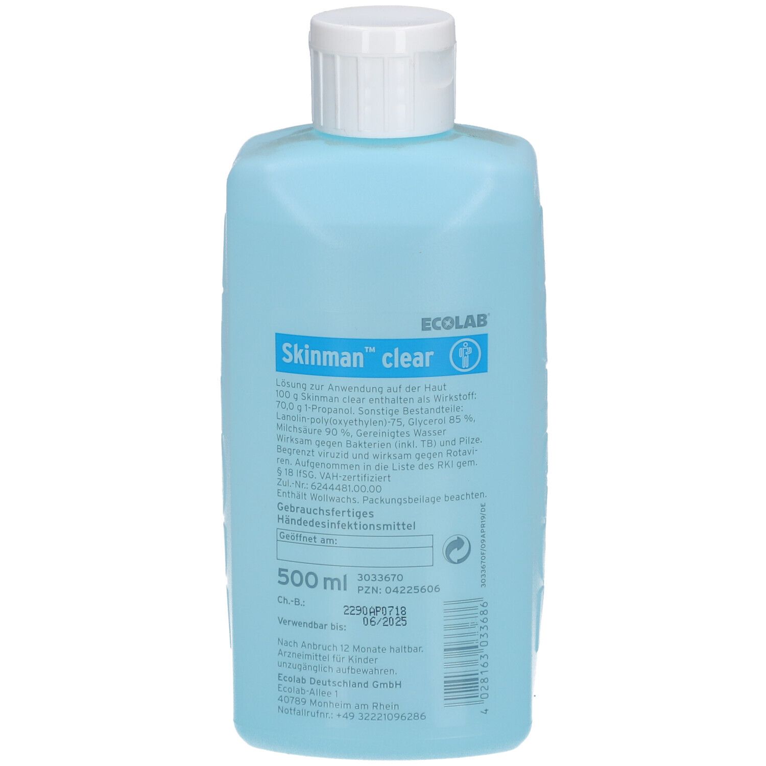 ECOLAB Skinman® clear Händedesinfektion 500 ml Euroflasche