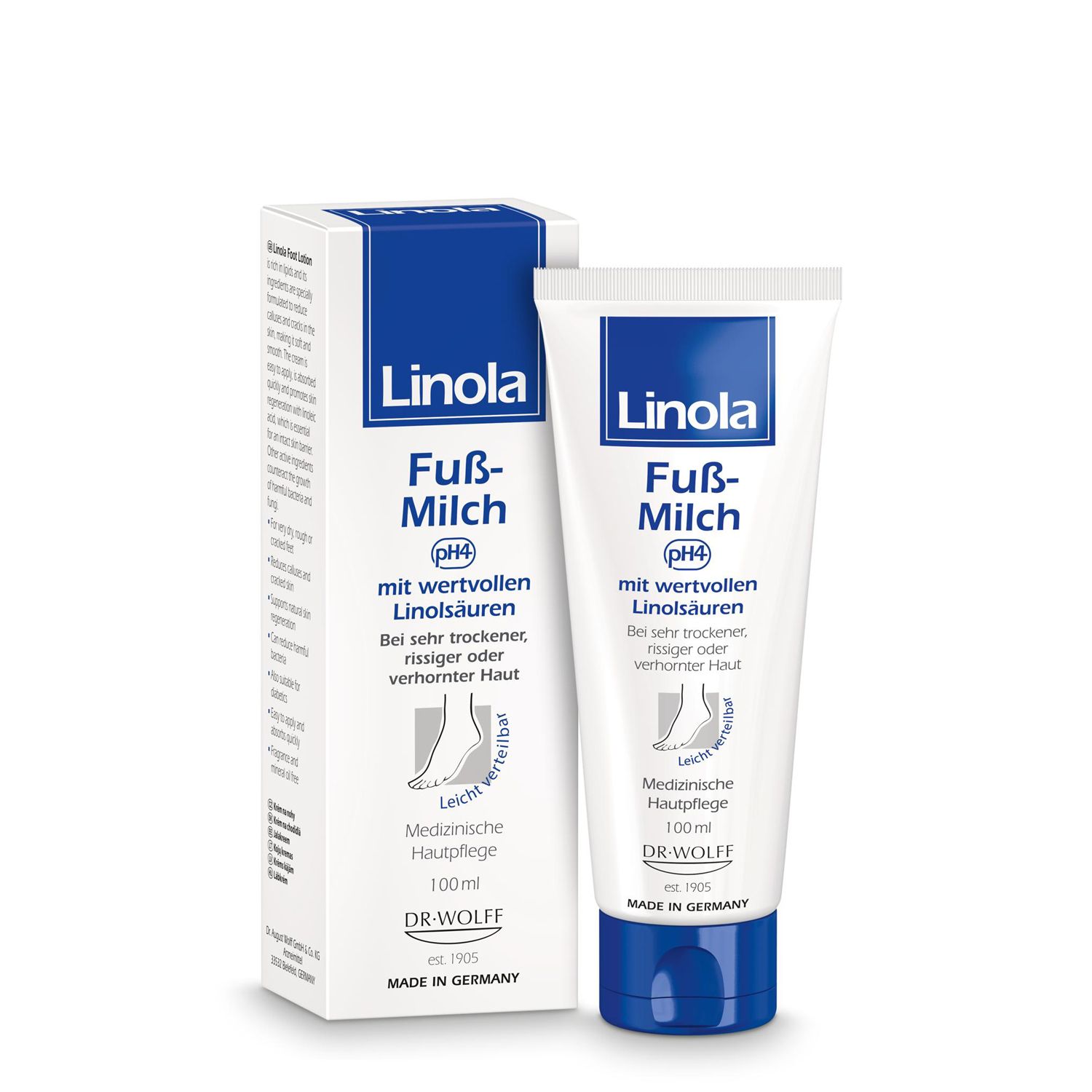 Linola Fuß-Milch - Fußcreme für sehr trockene, rissige oder verhornte Füße