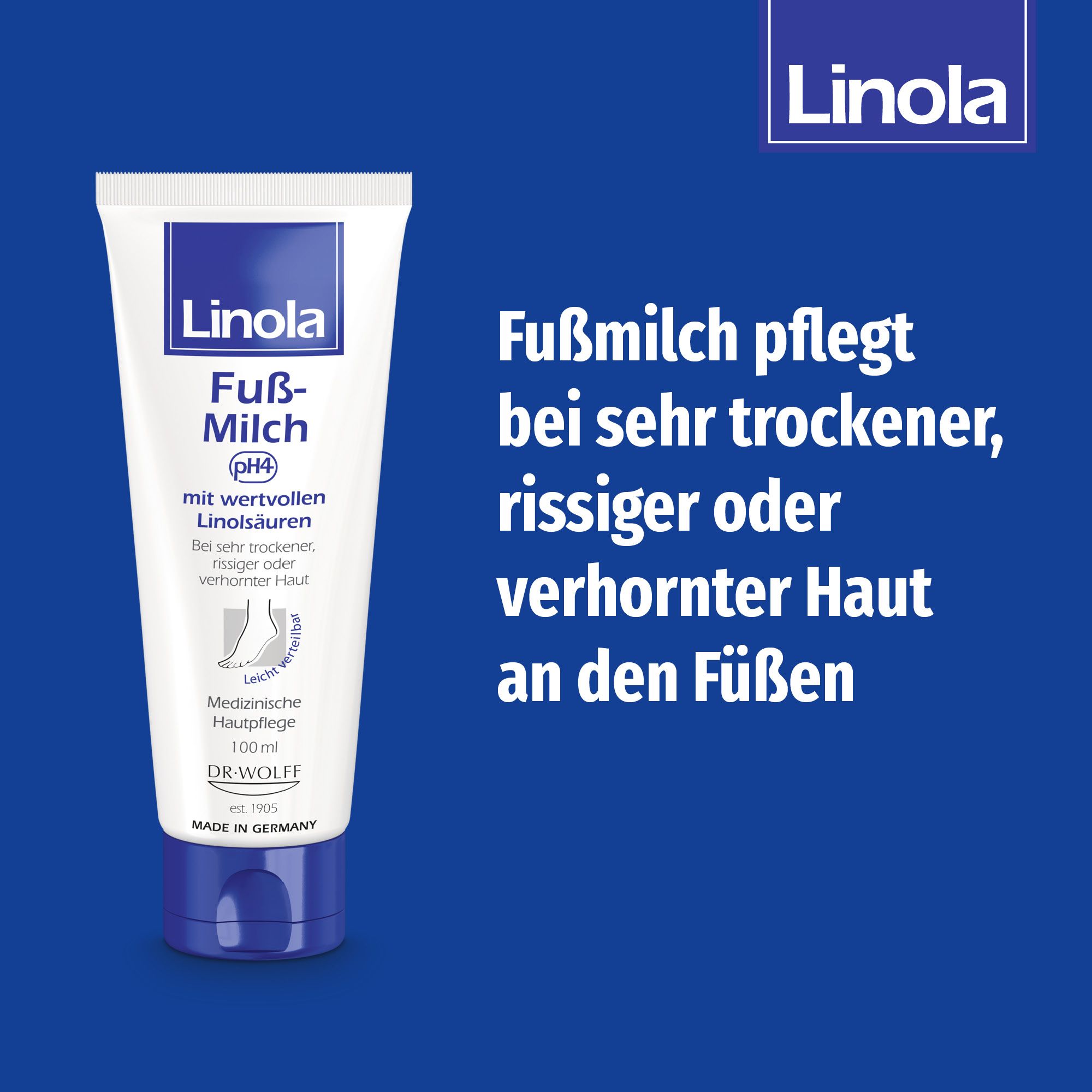 Linola Fuß-Milch - Fußcreme für sehr trockene, rissige oder verhornte Füße