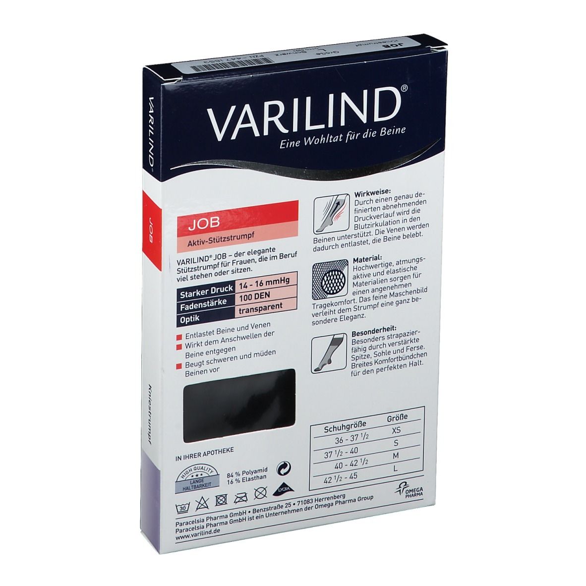 VARILIND® Job Kniestrümpfe 100 DEN schwarz Gr. L (42,5-45)