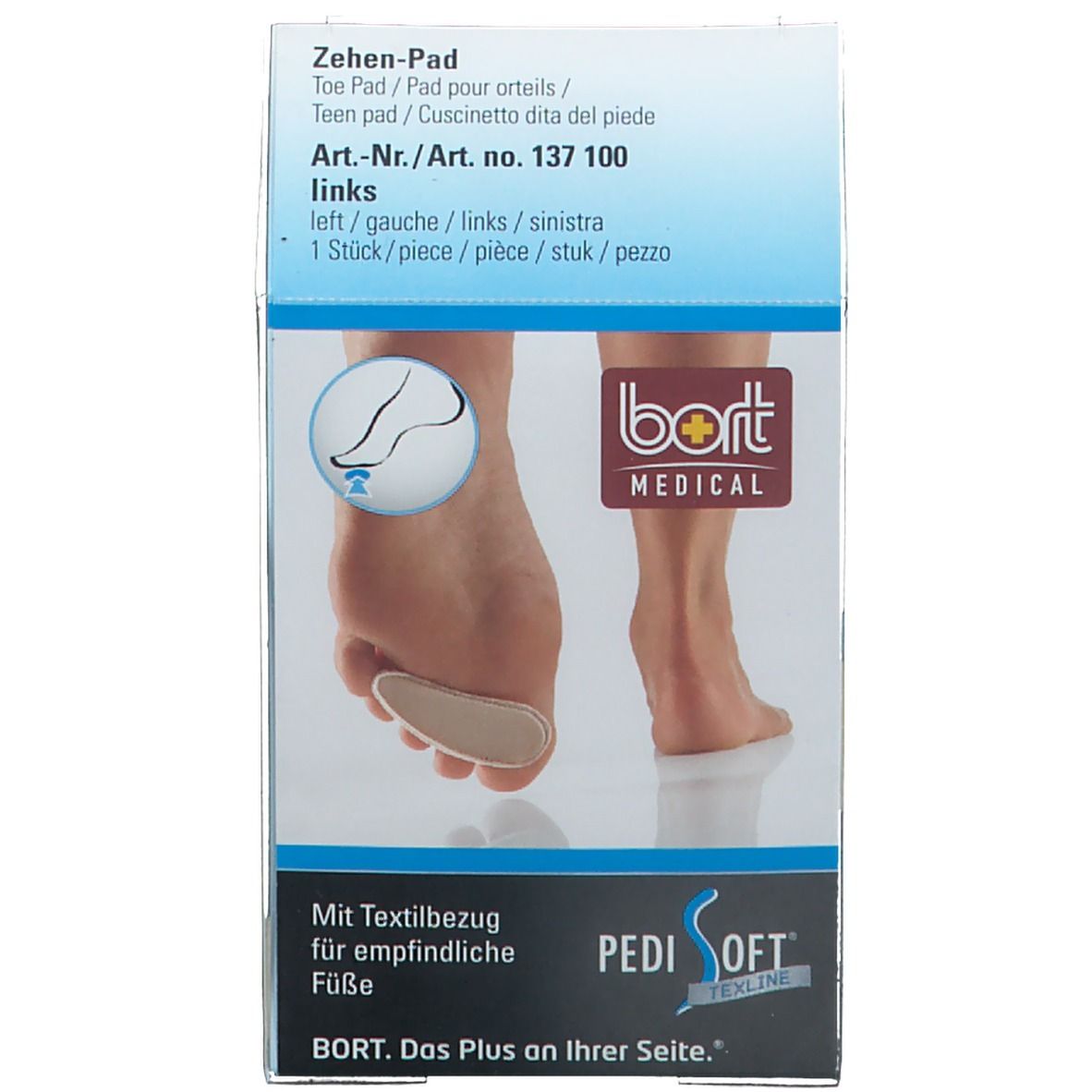 BORT PediSoft® TexLine Zehen-Pad links