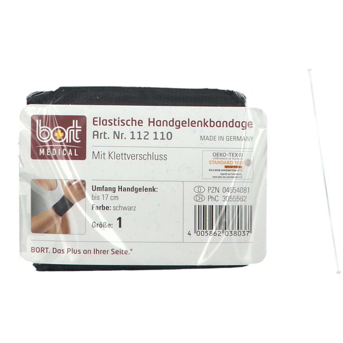 BORT Handgelenkbandage mit Klettverschluss Gr. 1 schwarz