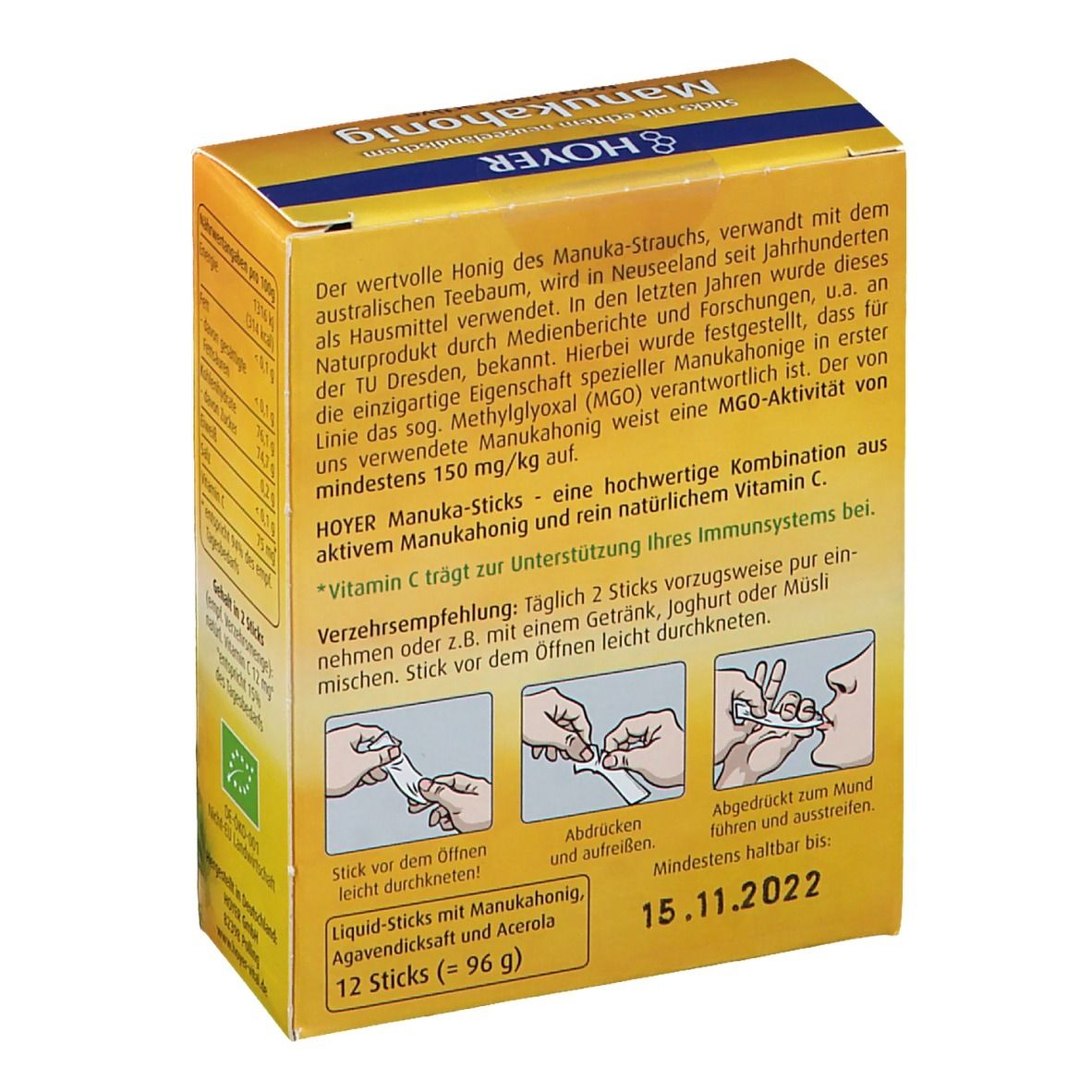 HOYER Manukahonig MGO 150+ active