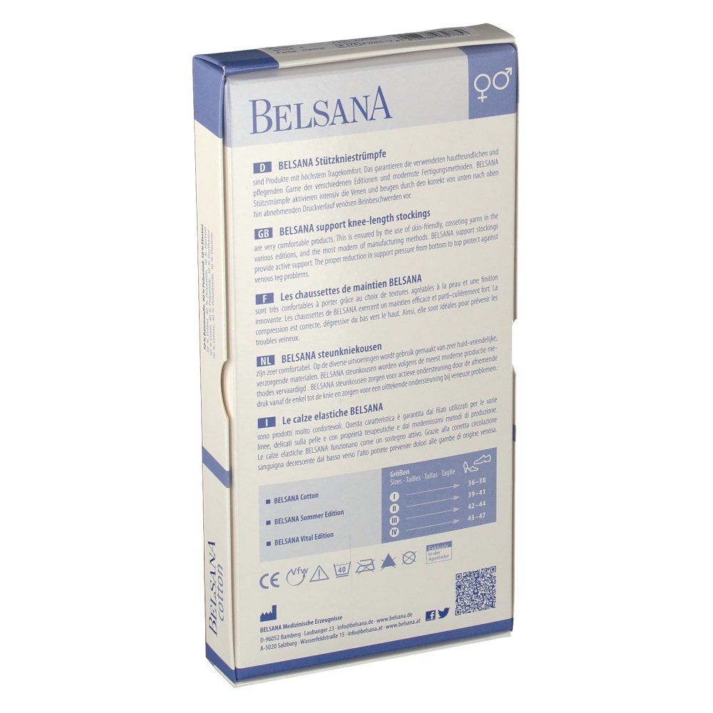 BELSANA Cotton Stützkniestrumpf Gr. 39-41 Farbe marine