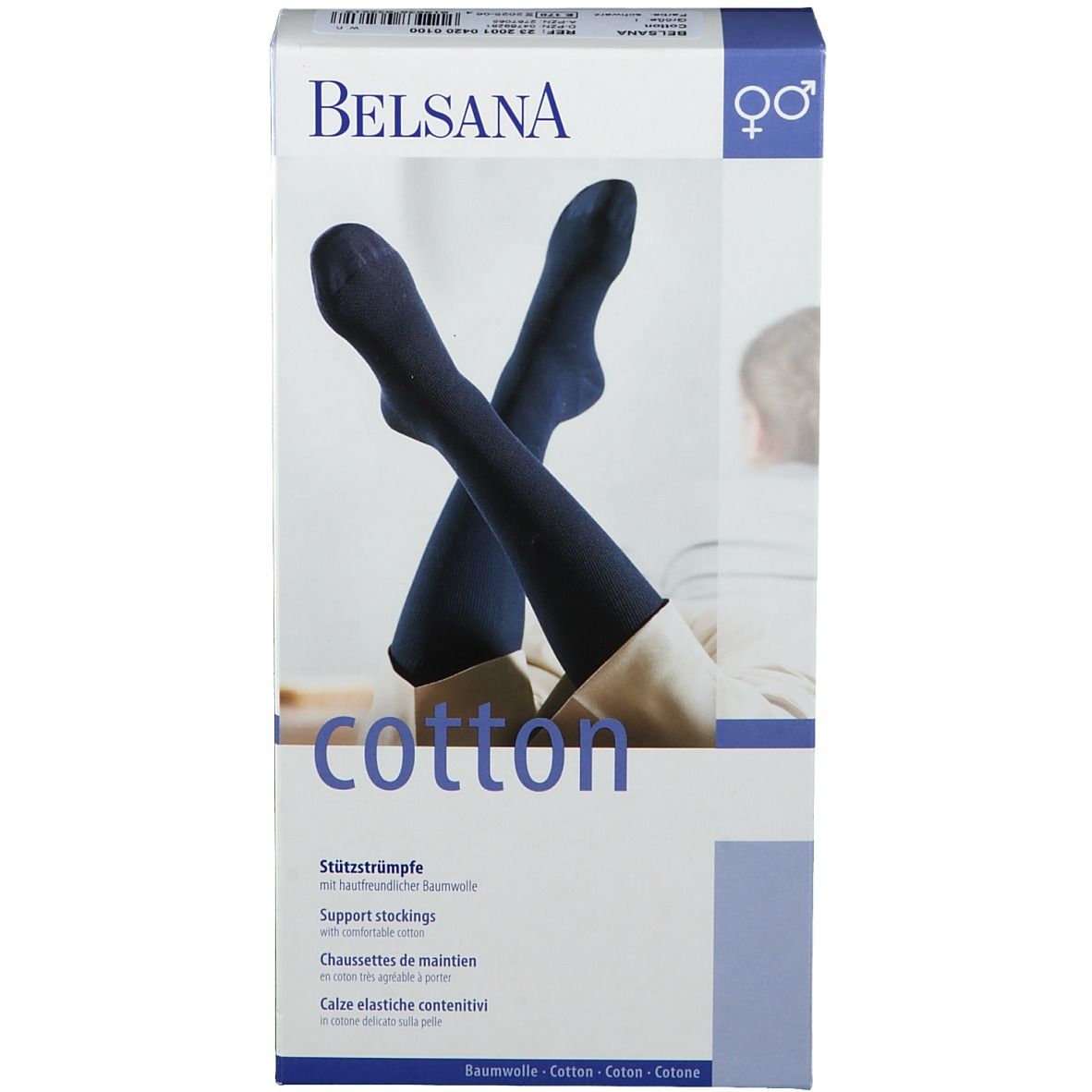 BELSANA Cotton Stützkniestrumpf Gr. 36-38 Farbe schwarz