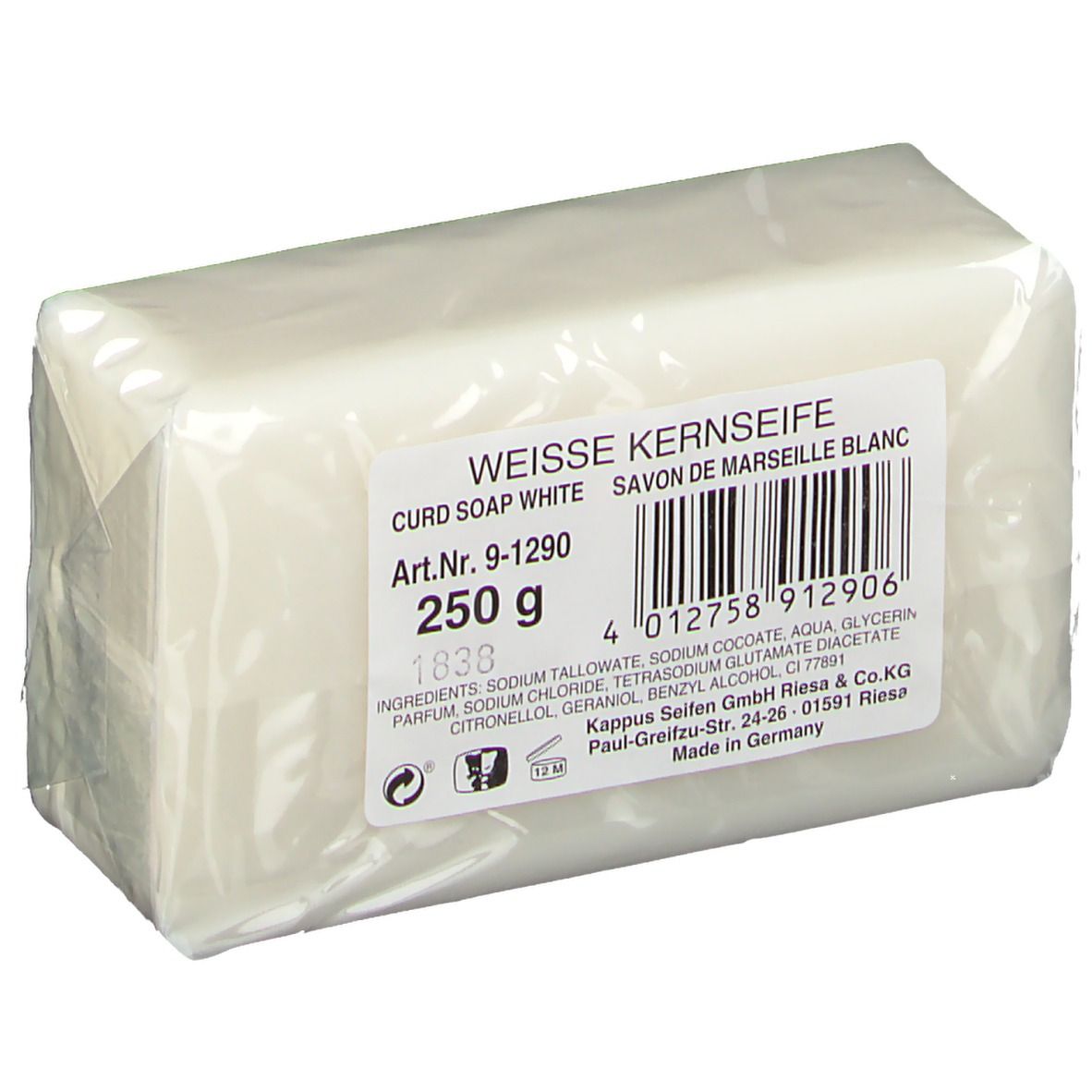 Kappus Kernseife weiss cellophaniert