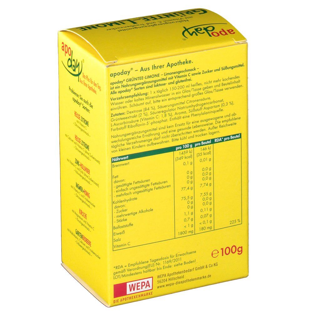 apoday® Limone Vitamin C + Grüntee-Extrakt Pulver