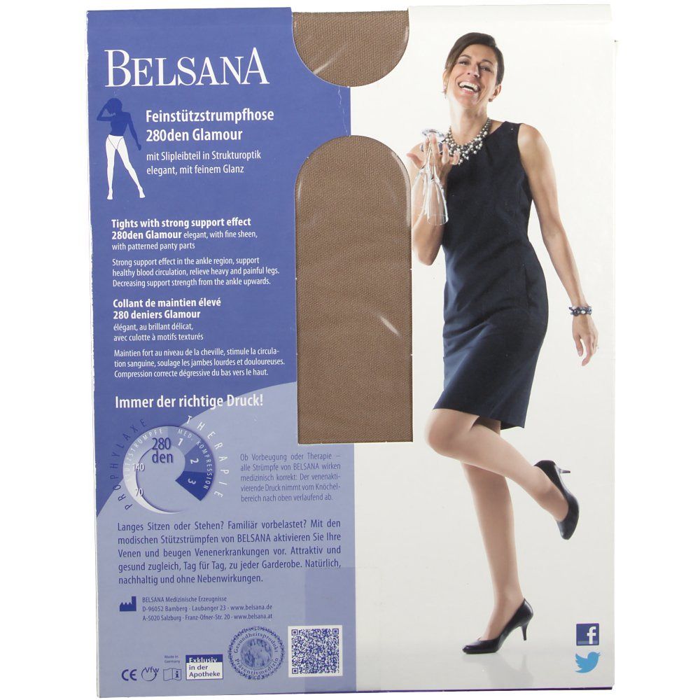BELSANA 280den Glamour Strumpfhose Größe small Farbe perle kurz