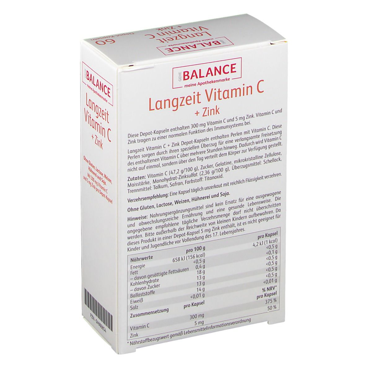 GEHE BALANCE Langzeit Vitamin C +  Zink Depot Retardkapseln