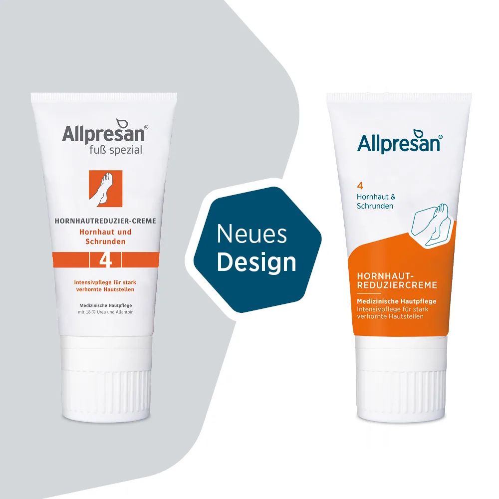 Allpresan Hornhautreduzier-Creme und Schaum-Creme für Füße.