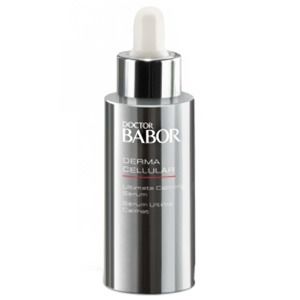 Silberne Flasche mit Pipette. Beschriftung: DOCTOR BABOR, DERMA CELLULAR, Ultimate Calming Serum.