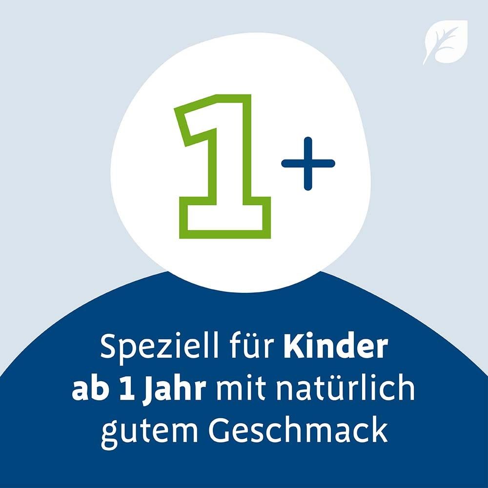 Symbol mit Zahl 1+. Text: Speziell für Kinder ab 1 Jahr mit natürlich gutem Geschmack.