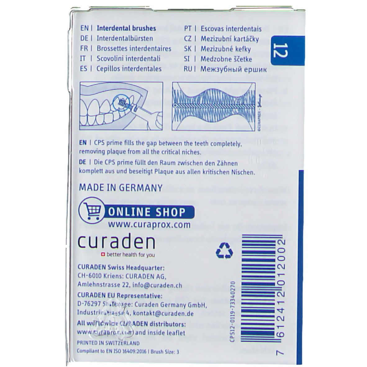 Curaprox® Interdentalbürsten CPS 12 regular 1,3 - 3,2 mm