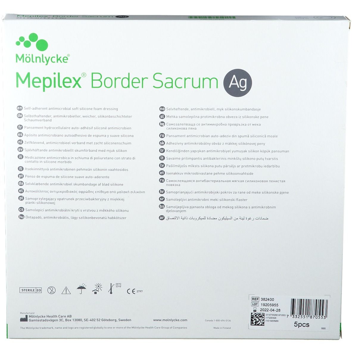Mepilex® Border Sacrum Ag Schaumverban 23x23 cm