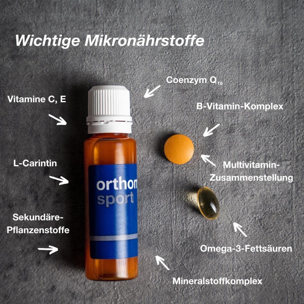 Orthomol Sport - Mikronährstoffe für sportliche Leistung - mit Magnesium, Vitamin D und B12 - Trinkampullen/Tabletten/Kapseln