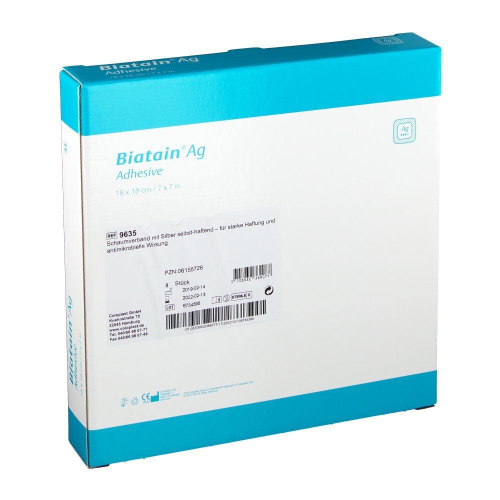 BIATAIN® Ag Schaumverband mit Silber selbst-haftend 18x18cm