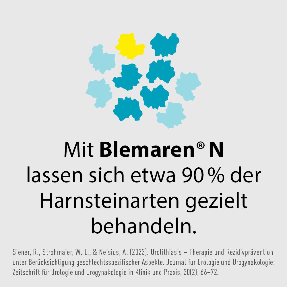 Mit Blemaren®N lassen sich etwa 90% der Harnsäurearten gezielt behandeln.