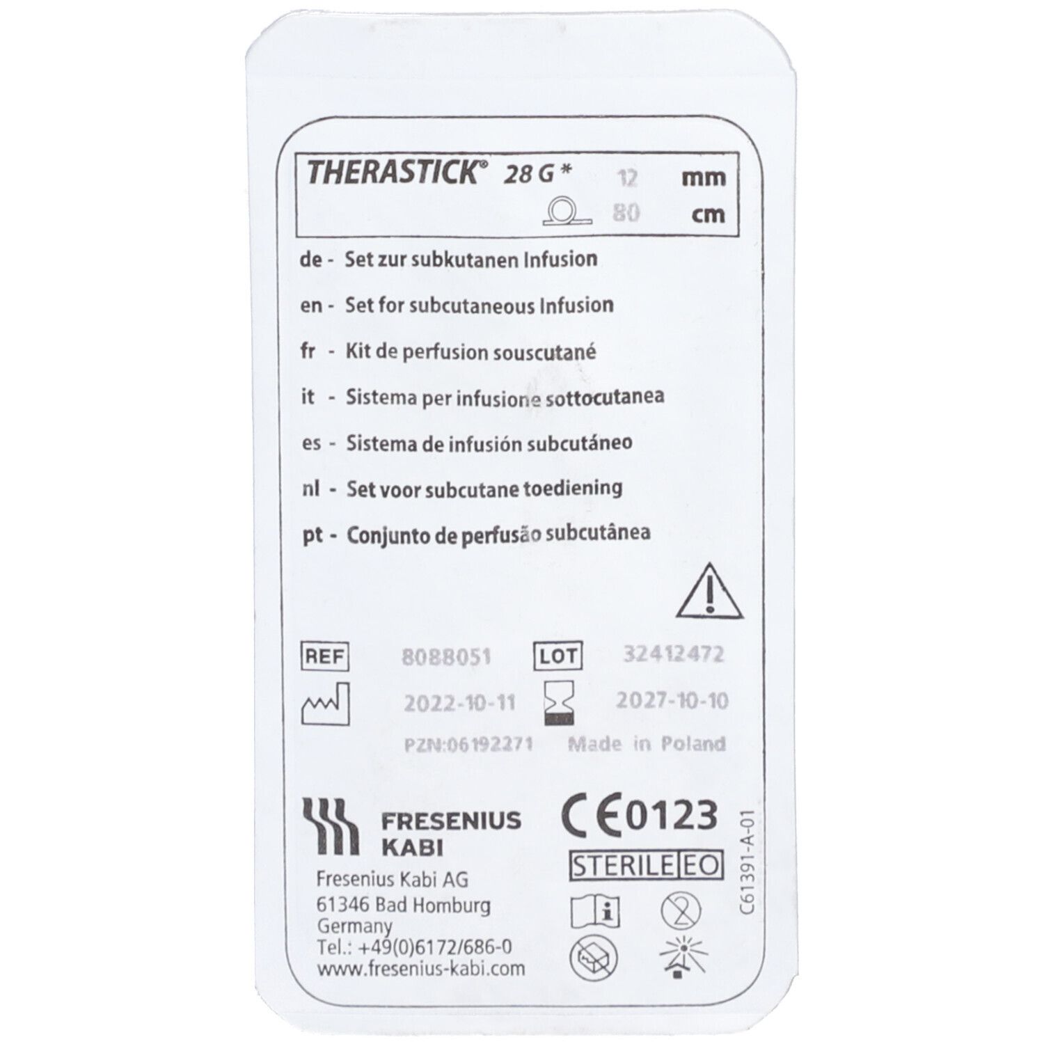 Therastick Subcutane Kanülen 28 G 12 mm 80 cm