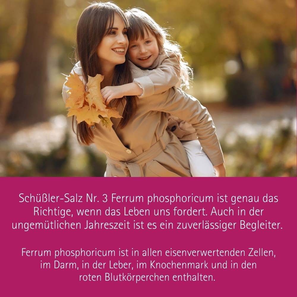 Mutter und Kind im Freien. Text: Schüßler-Salz Nr. 3 Ferrum phosphoricum. Begleiter in der ungemütlichen Jahreszeit.