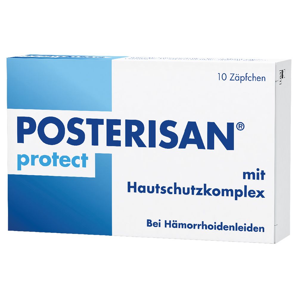 Posterisan protect Hämorrhoidenzäpfchen bei Reizungen, als Hautschutz und zur Prophylaxe, 10 Stk