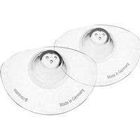 Zwei transparente Brusthütchen. Aufschrift: mamivac®, Made in Germany.