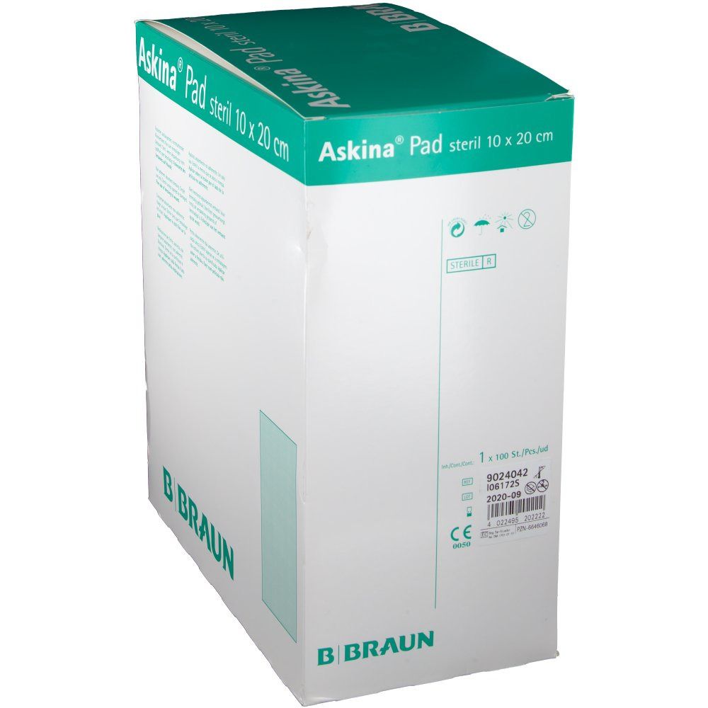 BBraun ASKINA PAD STERIL 10CM X 20CM 100 ST