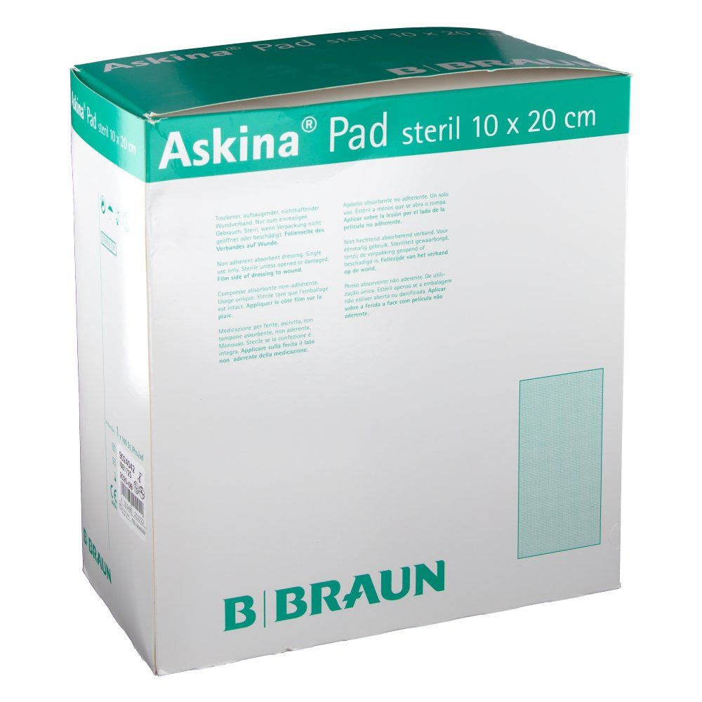 BBraun ASKINA PAD STERIL 10CM X 20CM 100 ST
