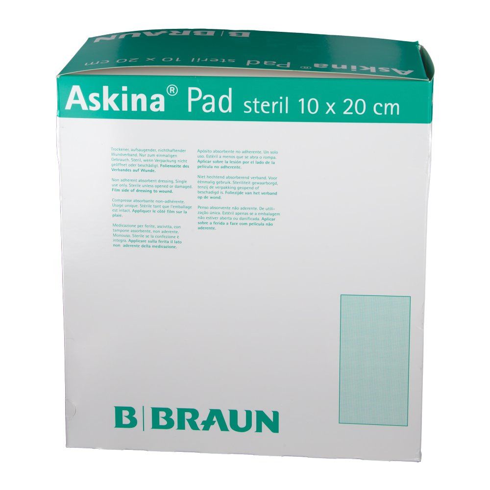 BBraun ASKINA PAD STERIL 10CM X 20CM 100 ST