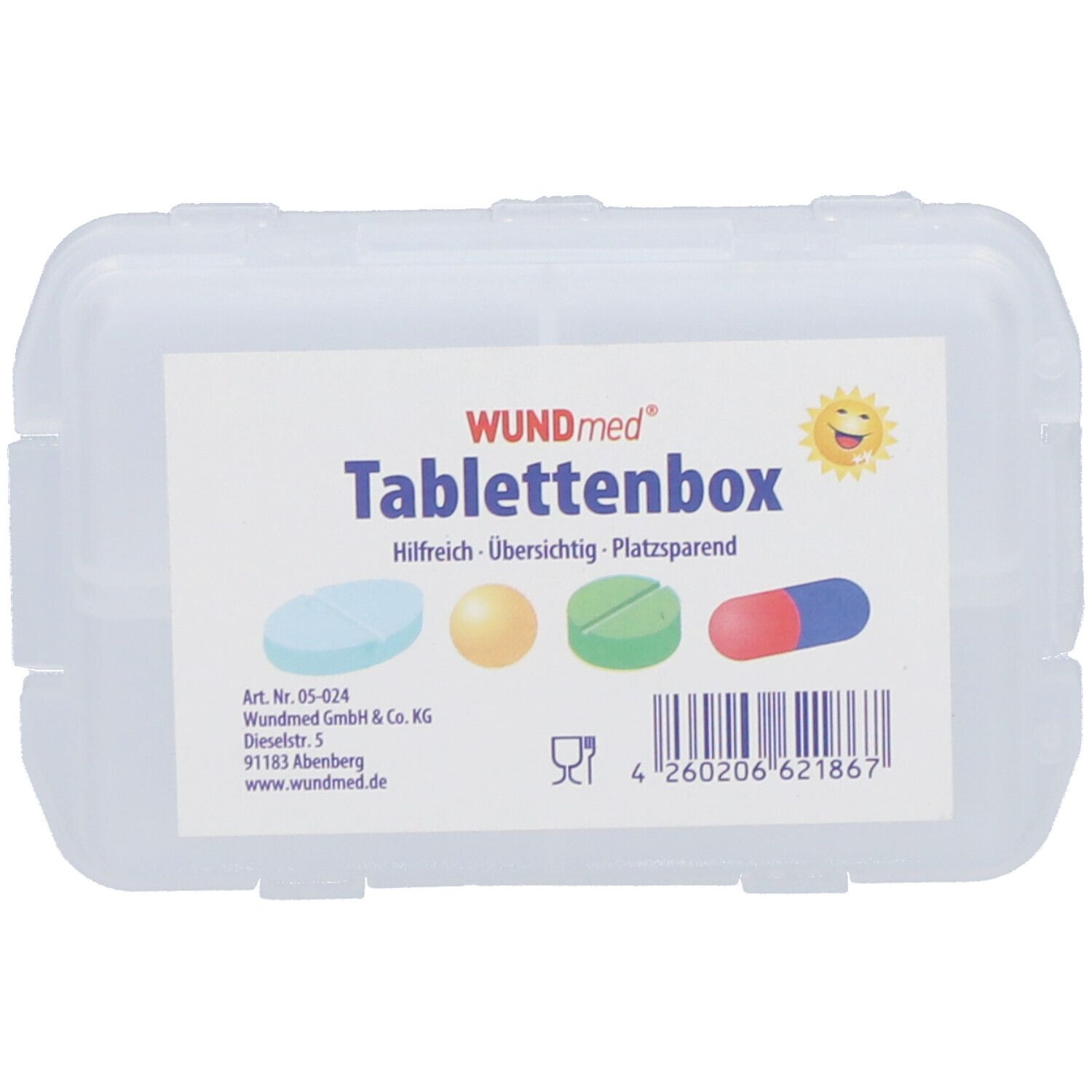 WUNDmed® Tablettenbox mit 10-Fächern (Farbe nicht wählbar) 1 St
