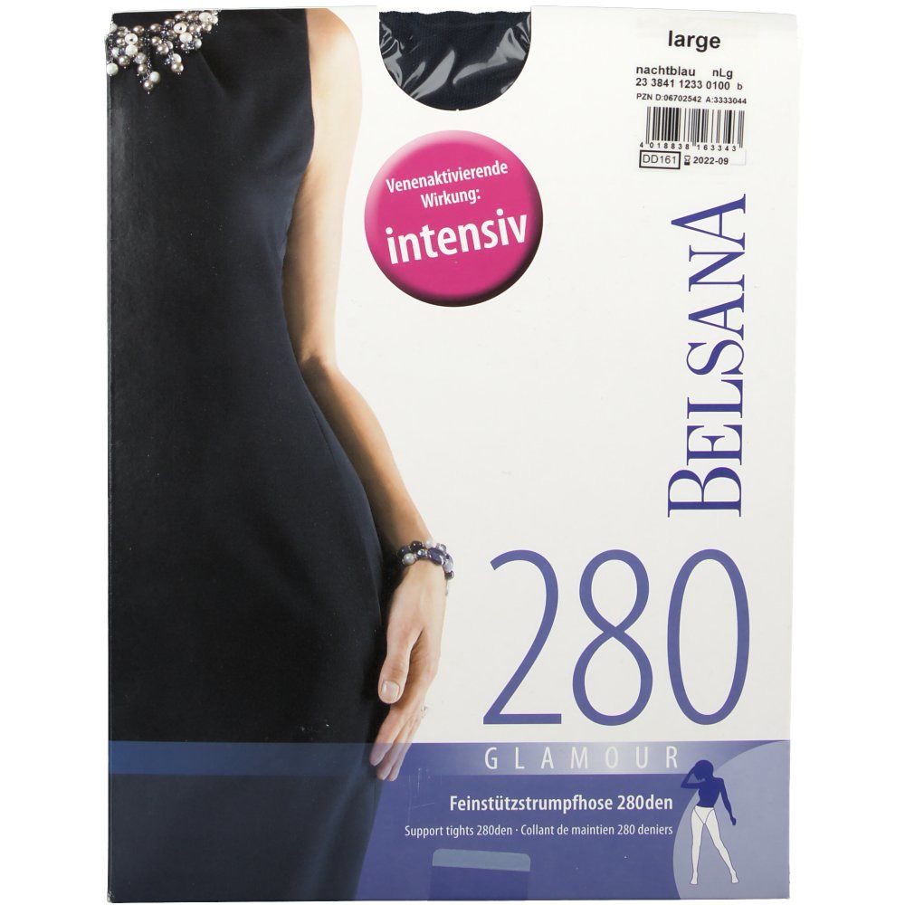 Belsana Stütz 280den Glamour Strumpfhose Größe large Farbe nachtblau normal