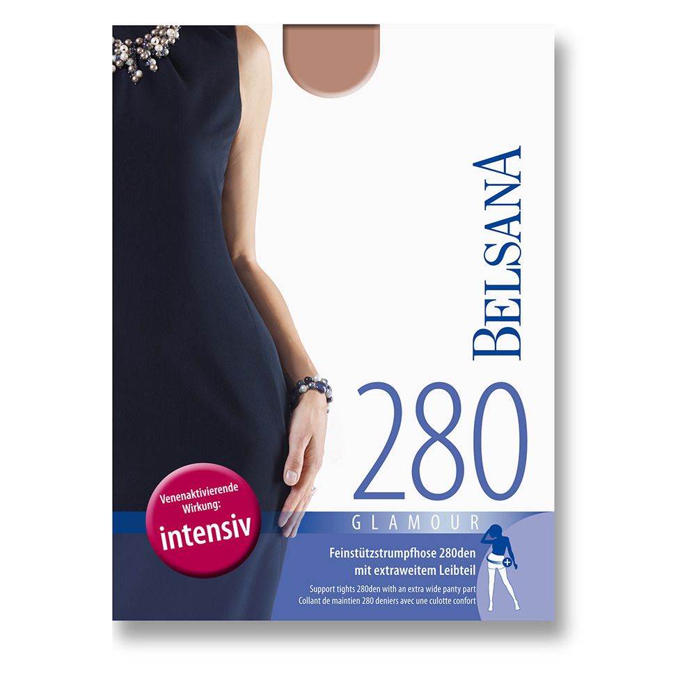 BELSANA 280den Glamour Strumpfhose für Schwangere Größe small Farbe siena kurz
