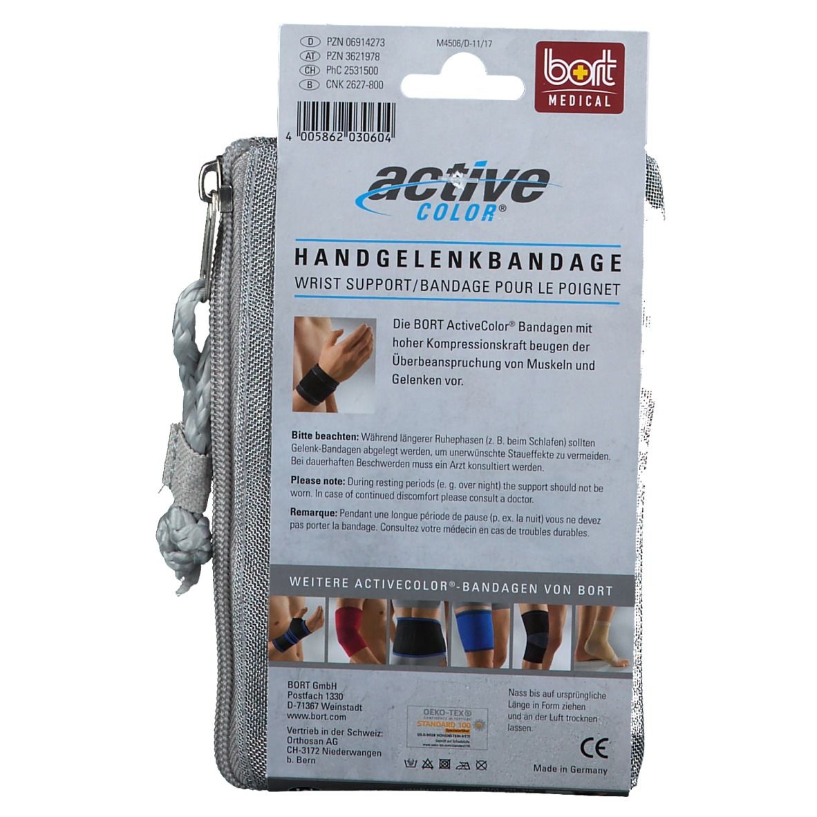 BORT ActiveColor® Handgelenkbandage Gr. M schwarz