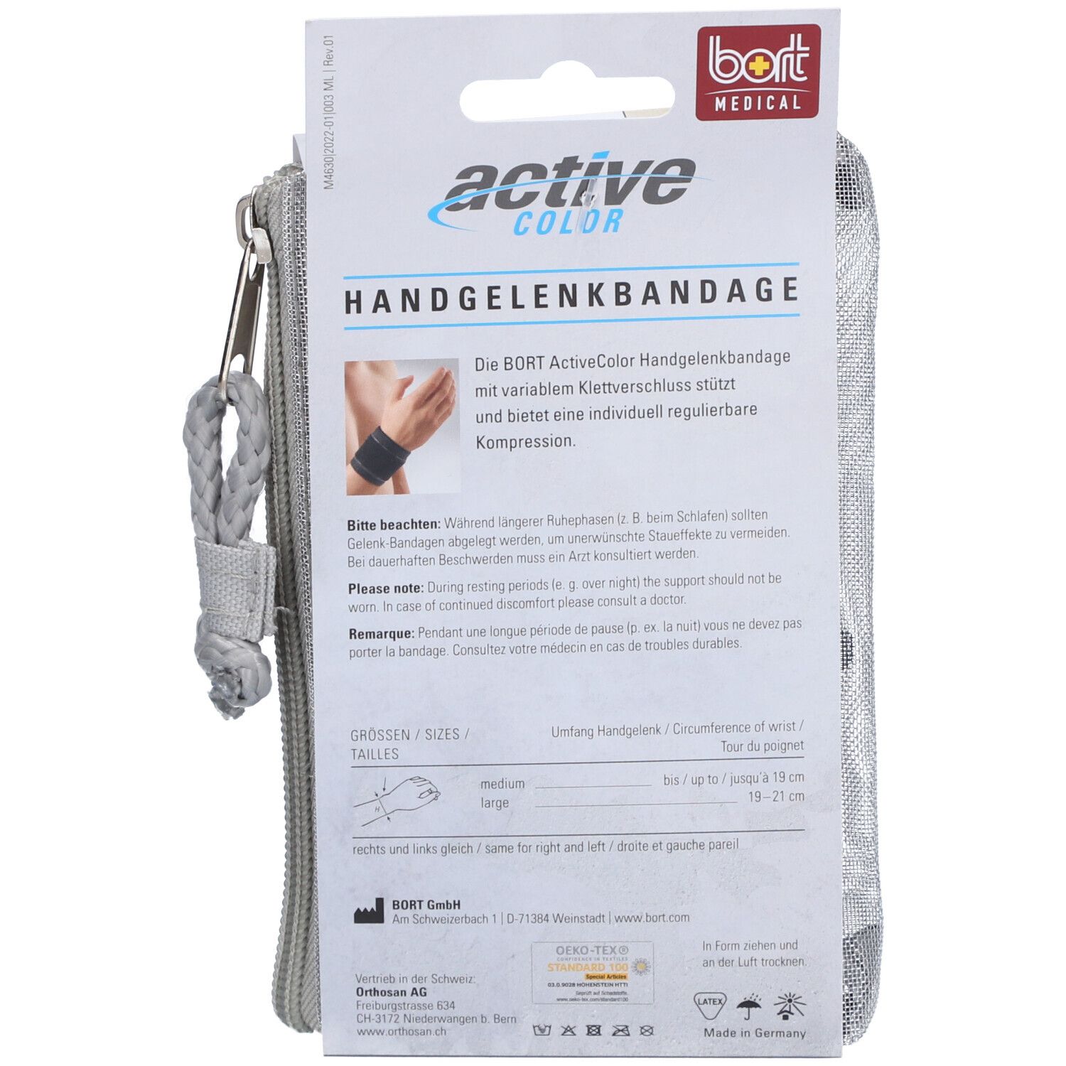 BORT ActiveColor® Handgelenkbandage Gr. M haut