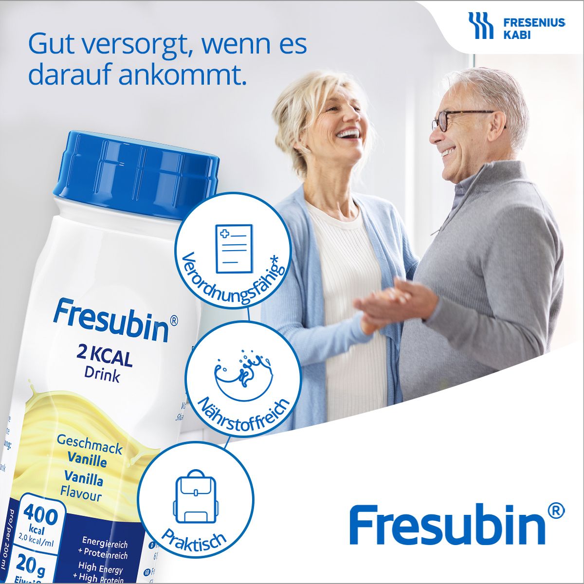 Fresubin 2 kcal Trinknahrung Aprikose-Pfirsich | Aufbaukost & Nahrung mit Vitamin D für mehr Energie