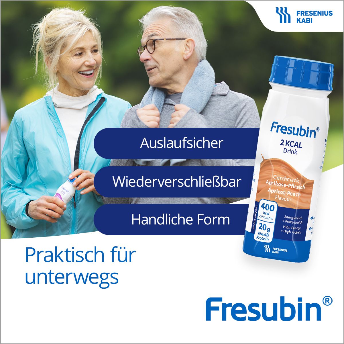 Fresubin 2 kcal Trinknahrung Aprikose-Pfirsich | Aufbaukost & Nahrung mit Vitamin D für mehr Energie