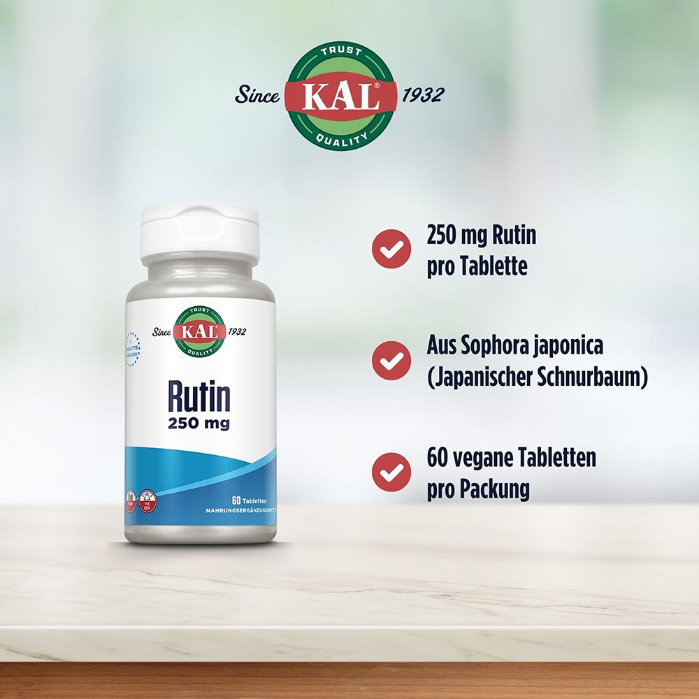 KAL Rutin 250 mg: 60 vegane Tabletten aus Sophora japonica.