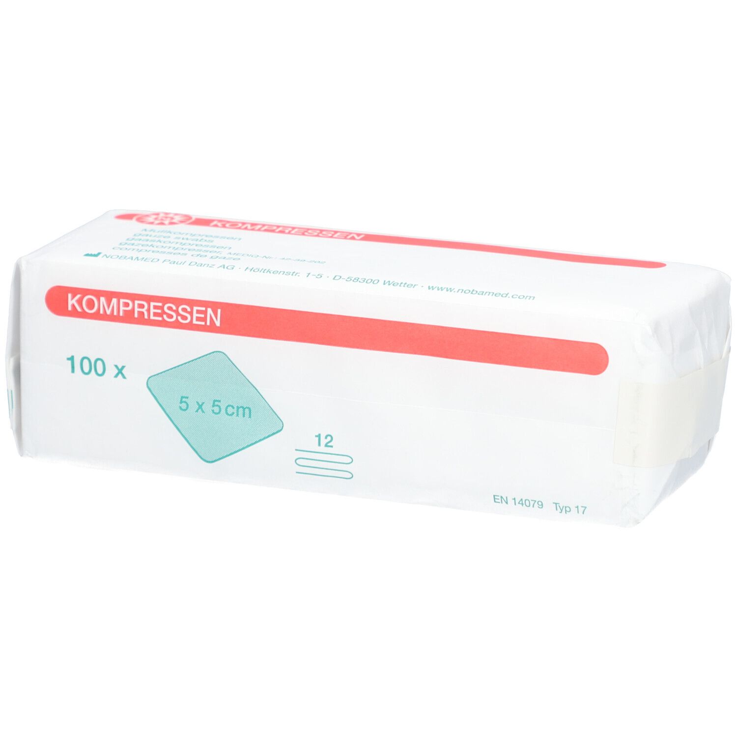 NOBA Mullkompressen unsteril 12- lagig 100 Stück 5 x 5 cm