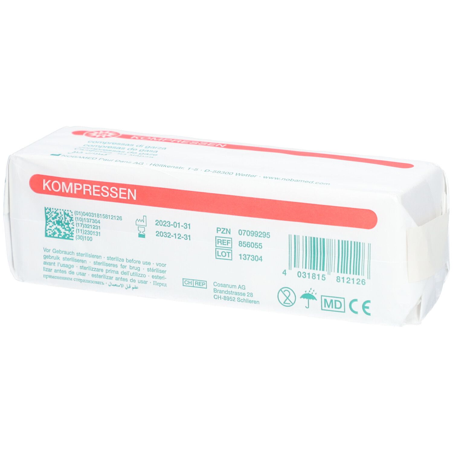 NOBA Mullkompressen unsteril 12- lagig 100 Stück 5 x 5 cm