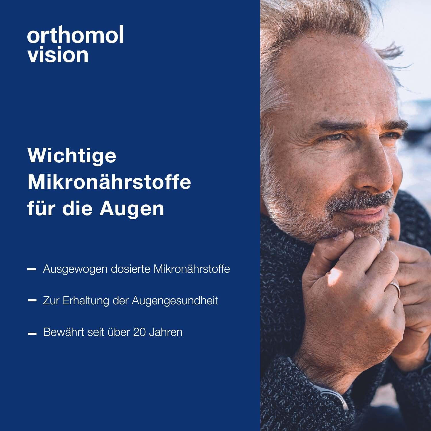 Orthomol Vision - wichtige Mikronährstoffe für die Augen - Nahrungsergänzung mit Lutein, Zeaxanthin, Omega-3-Fettsäure - Kapseln