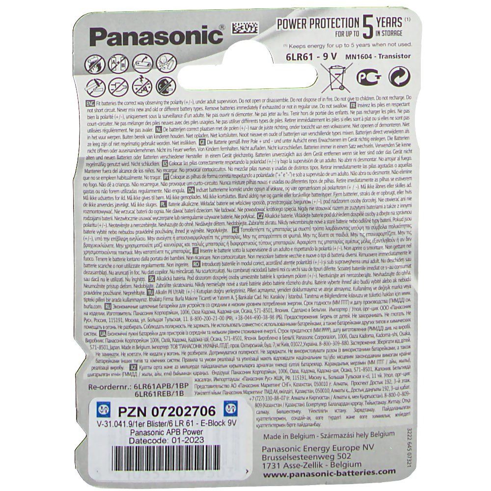 Panasonic 9V Alkali Batterie