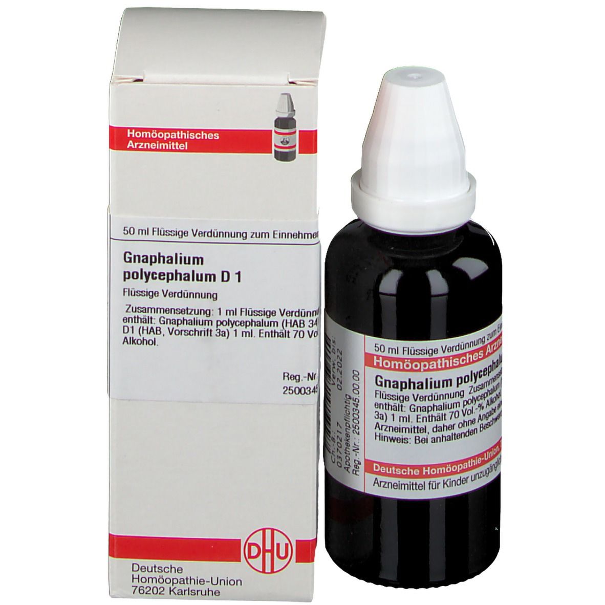 Braune Glasflasche mit weißem Deckel und Karton. Etiketten mit Text. Homöopathisches Arzneimittel.