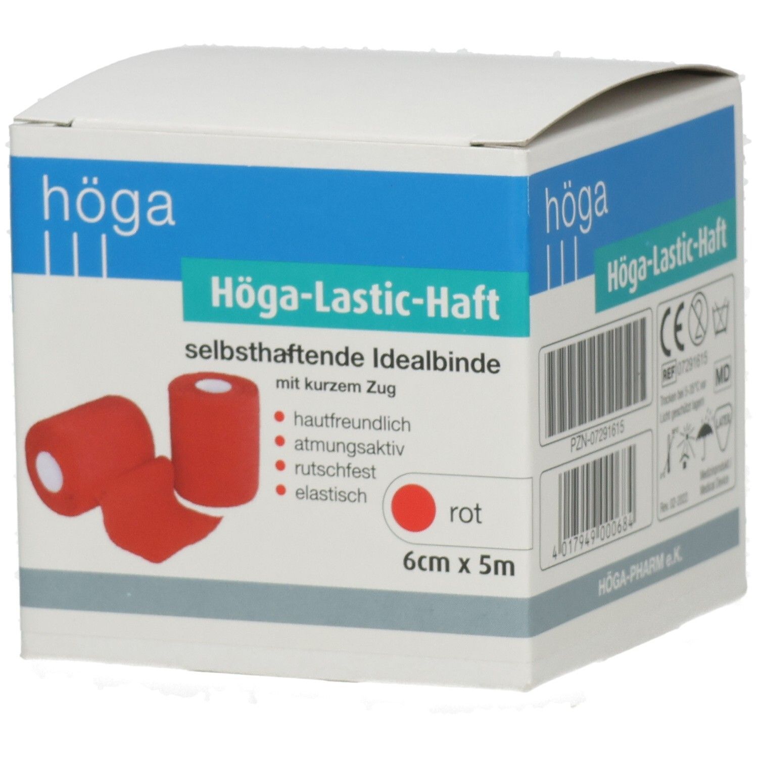 Hoga-Lastic-Haft selbsthaftende Idealbinde, rot, 6cm x 5m.