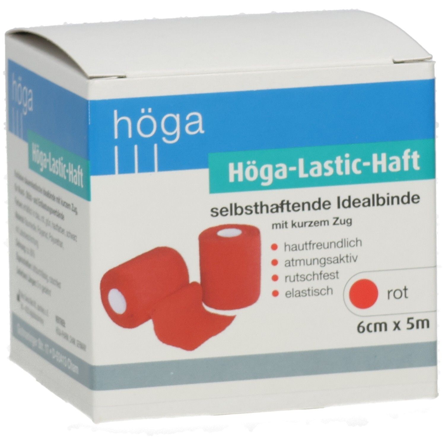 Hoga-Lastic-Haft selbsthaftende Idealbinde, rot, 6cm x 5m.