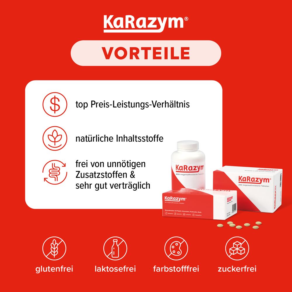 Vorteile-Grafik: Top Preis-Leistungs-Verhältnis, natürliche Inhaltsstoffe, frei von Zusatzstoffen. Glutenfrei, laktosefrei.