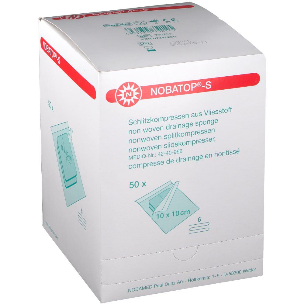 NOBA Nobatop® Vliesstoffkompresse steril 10 cm x 10 cm P2 50 Stück
